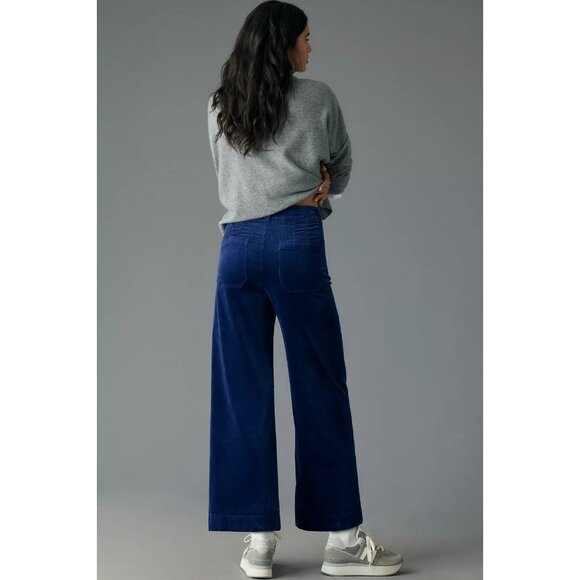 Maeve Anthropologie Colette Corduroy Wide-Leg Pants Womens Size 18W Blue Boho - Picture 2 of 10